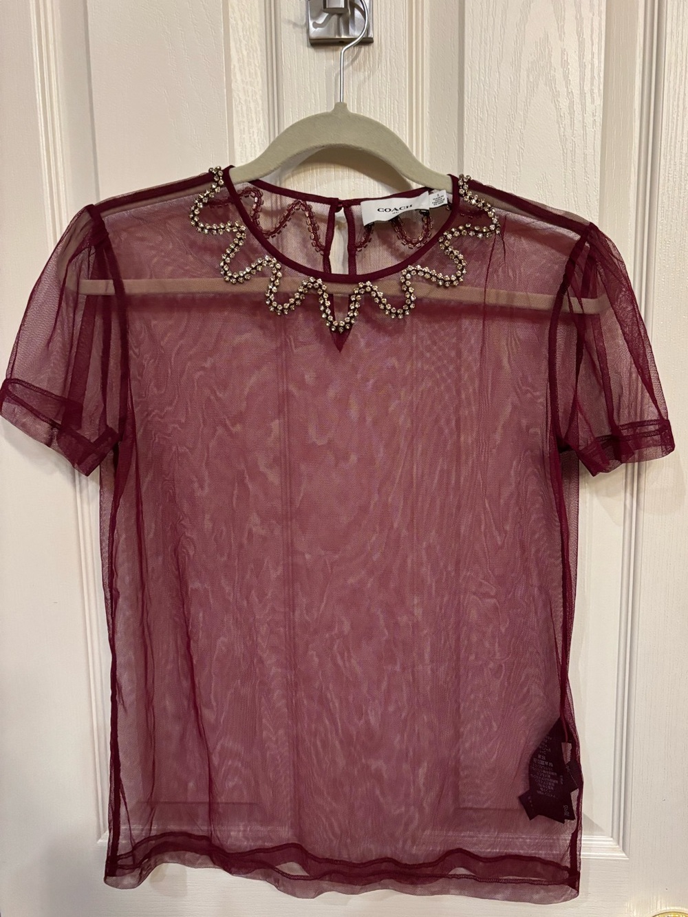 Sheer blouse with crystals